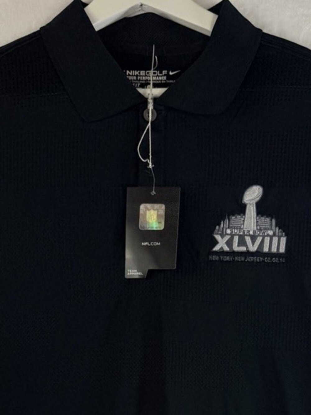 Nike Golf Super Bowl Polo Large Mens Seahawks Broncos Black Superbowl New NWT